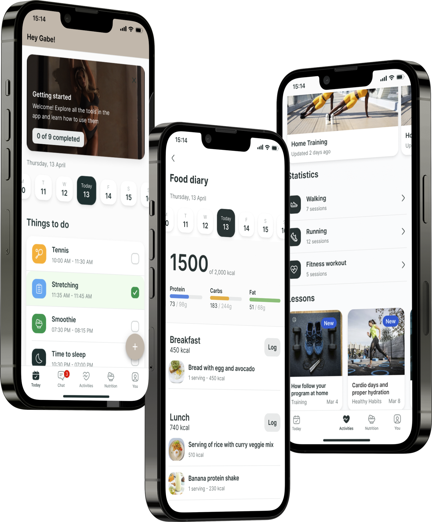 A mockup of the coaching app showcasing the features.